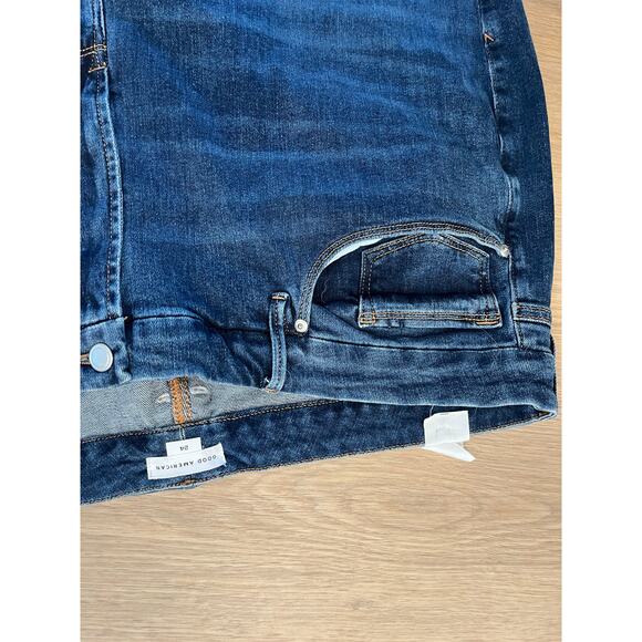 NEW GOOD AMERICAN Good Legs Flare Jeans in Denim Dark Size 24 - Picture 2 of 6